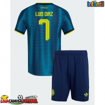 Camisa de Futebol Colômbia Luis Diaz #7 Equipamento Secundário Infantil Mundo 2026 Manga Curta (+ Calças curtas)